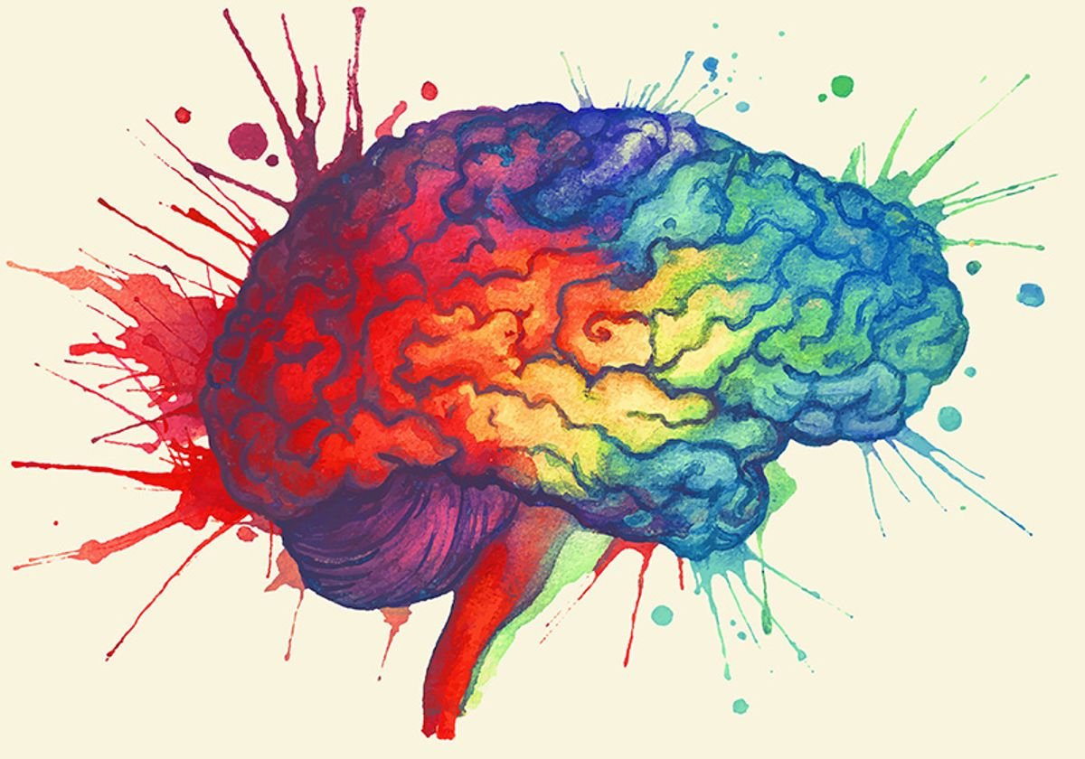 Watercolor illustration of a brain